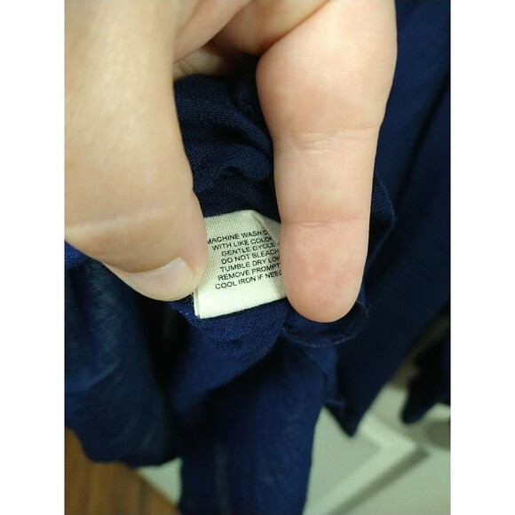 Retrology Blouse Woman L Blue Boho Chic Lagenlook Semi Sheer Balloon Ruffle... - Picture 7 of 8